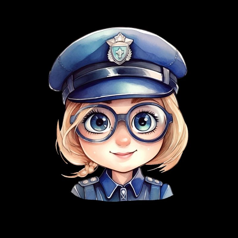 Policewoman Watercolors Drawing