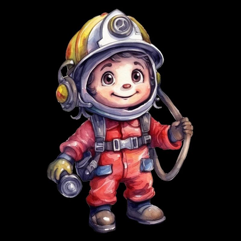 Firefighter Watercolors Drawing