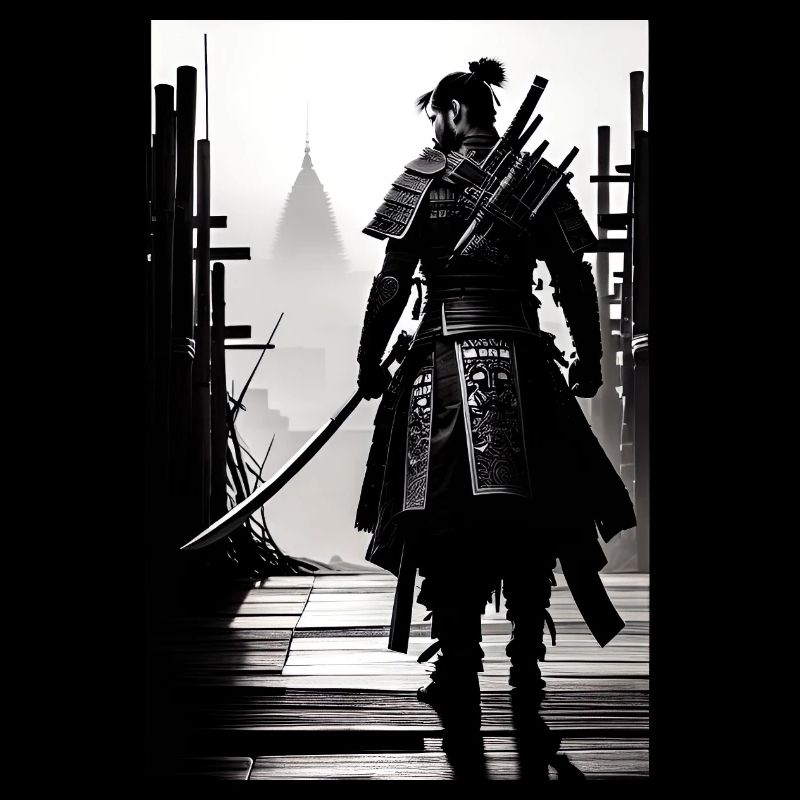 Samouraï Noir et Blanc Design