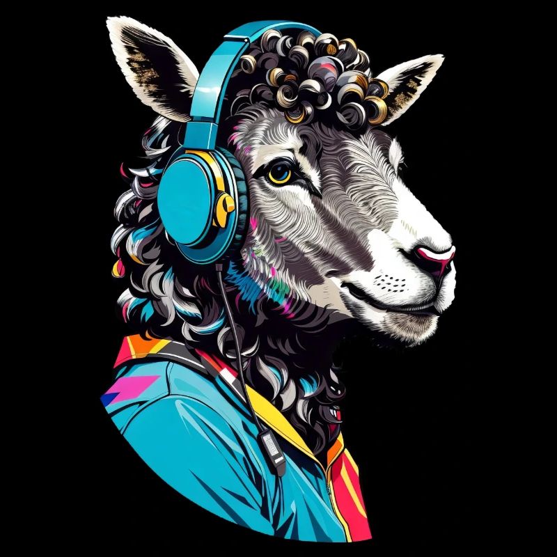 Mouton musical: Avec des écouteurs dans le