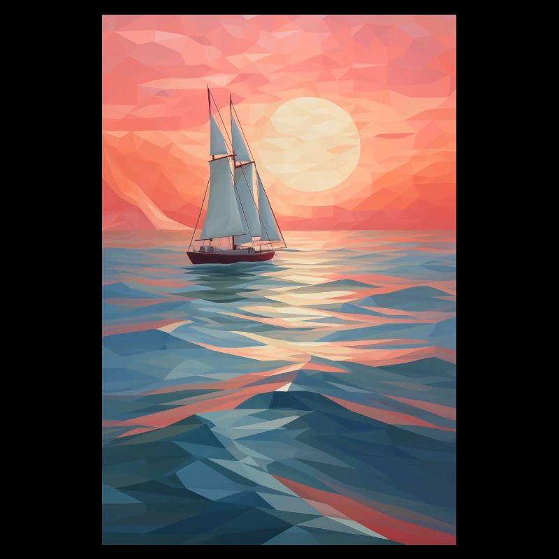 Maritime Landscape in a Geometric Style