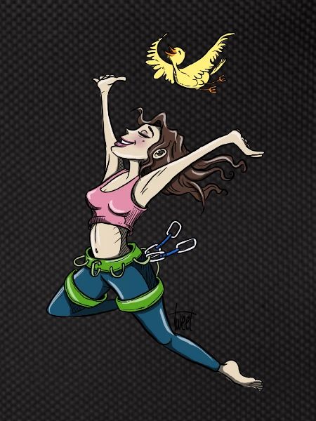 Flying climber with bird