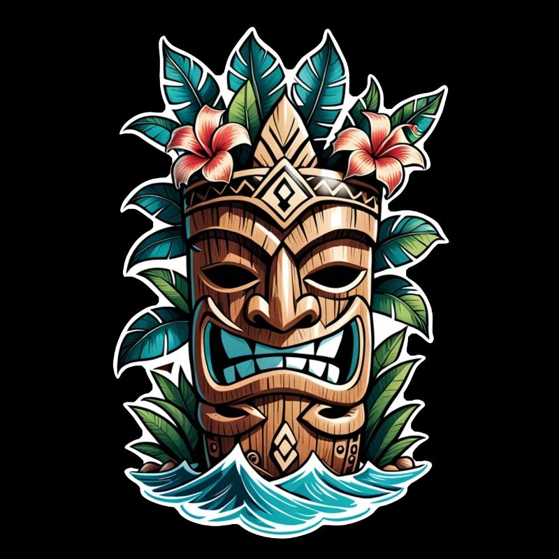 tiki beach - statue polynèsie