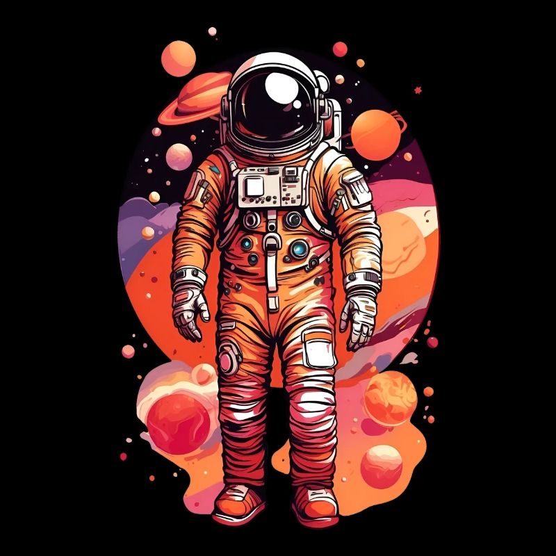 Astronaute avec plusieurs planètes