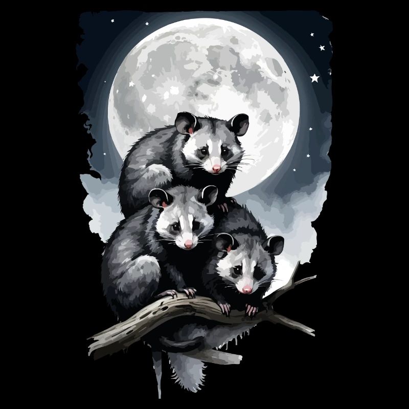 Opossum, das vom Mond beleuchtet wird.