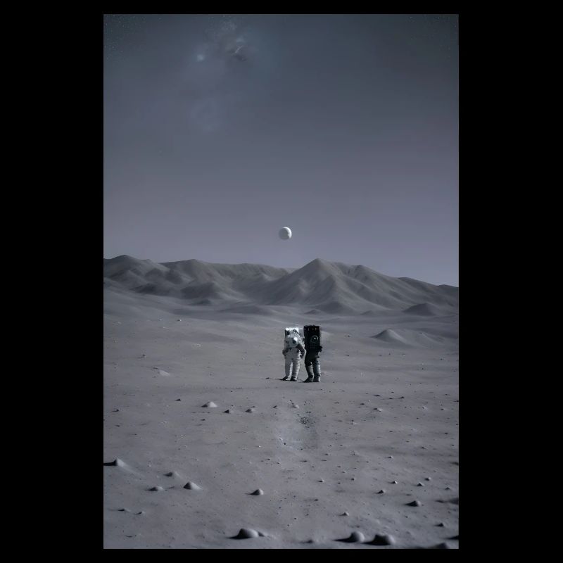 Astronautes explorant la lune Lunaire