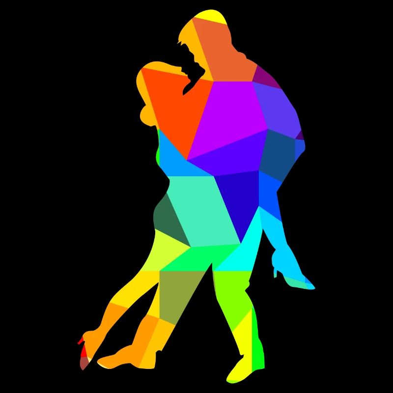 Tango Dancing Dance Couple Rainbow Colors Polygon