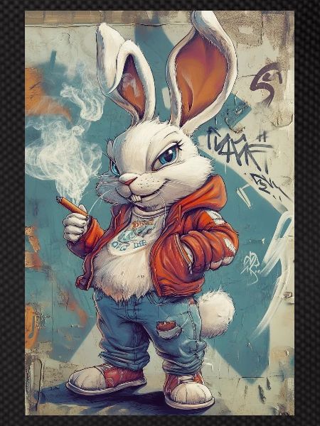 Graffiti Bunny Pullover Hoodie