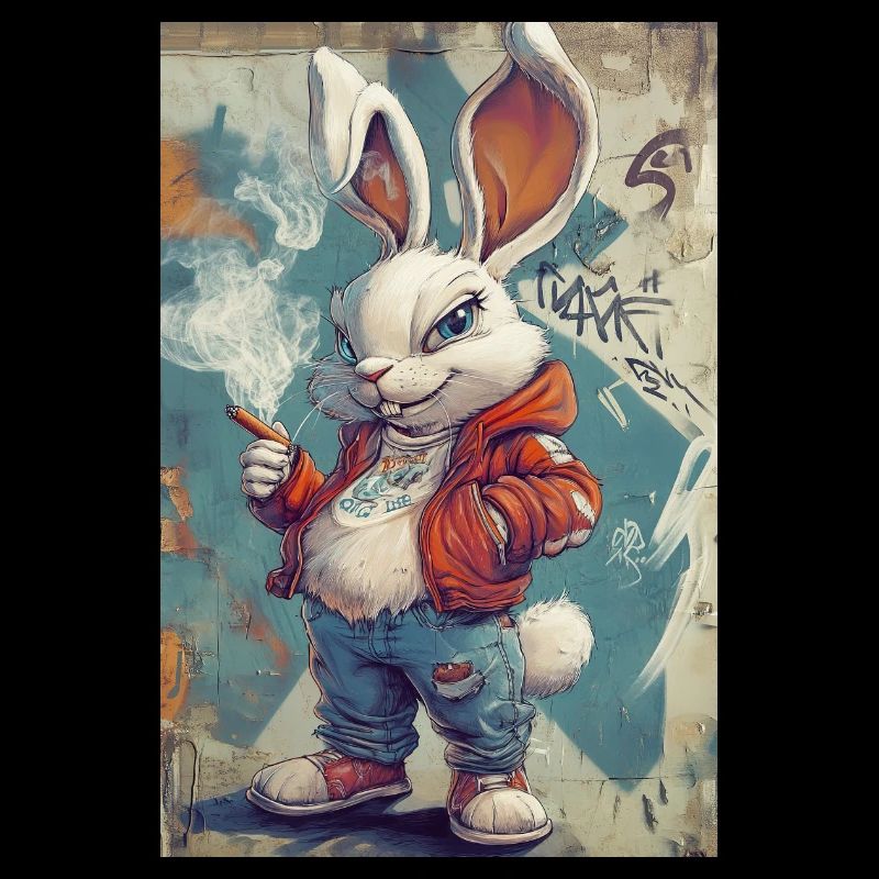 Graffiti Bunny Pullover Hoodie