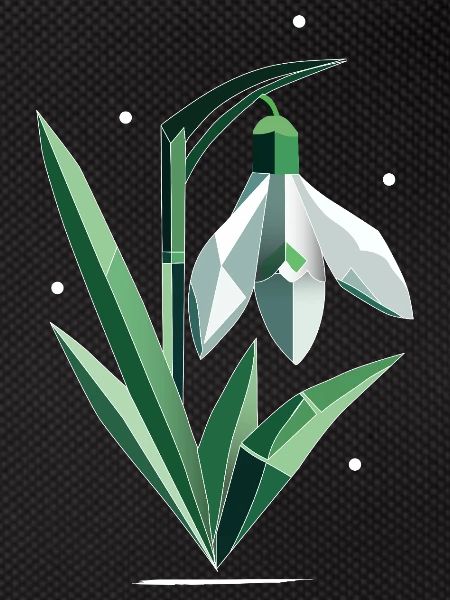 Delicate Polygonal Snowdrop Illustration