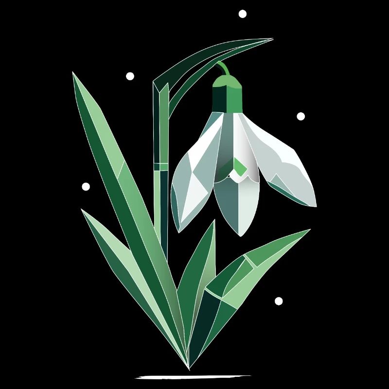 Delicate Polygonal Snowdrop Illustration