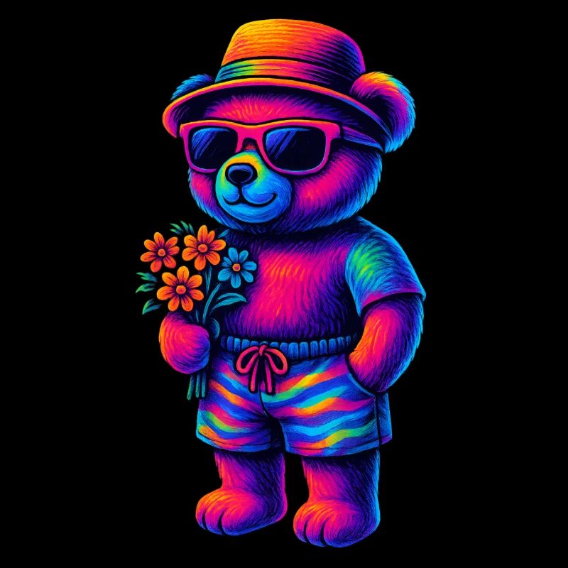 neonfarbenem Teddy im Beach-Look