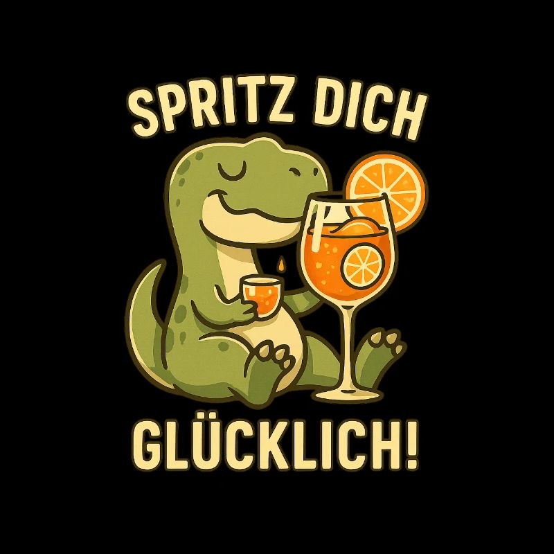 Spritz dich glücklich – Lustiger Dino mit Drink