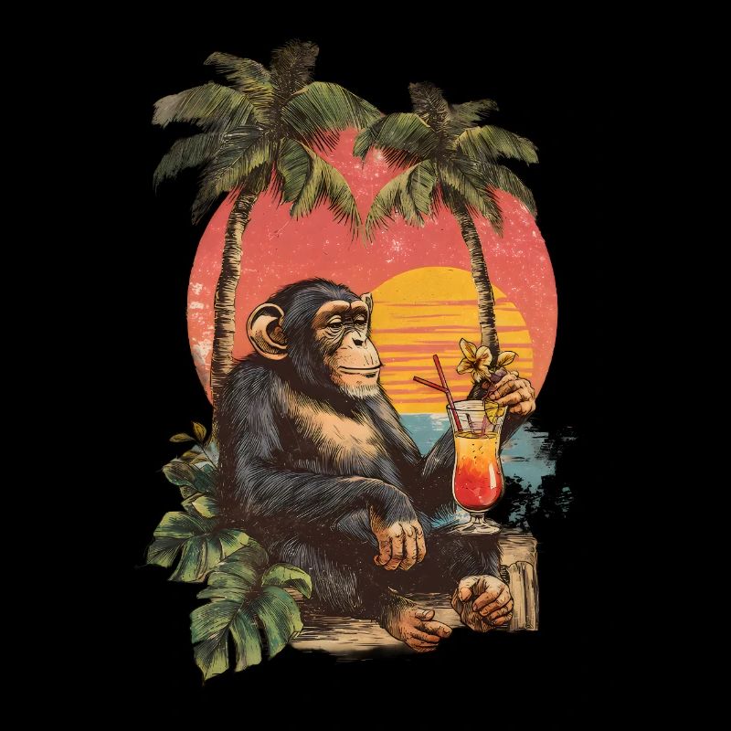 Entspannender Affe mit Cocktail – Tropical Beach Sun