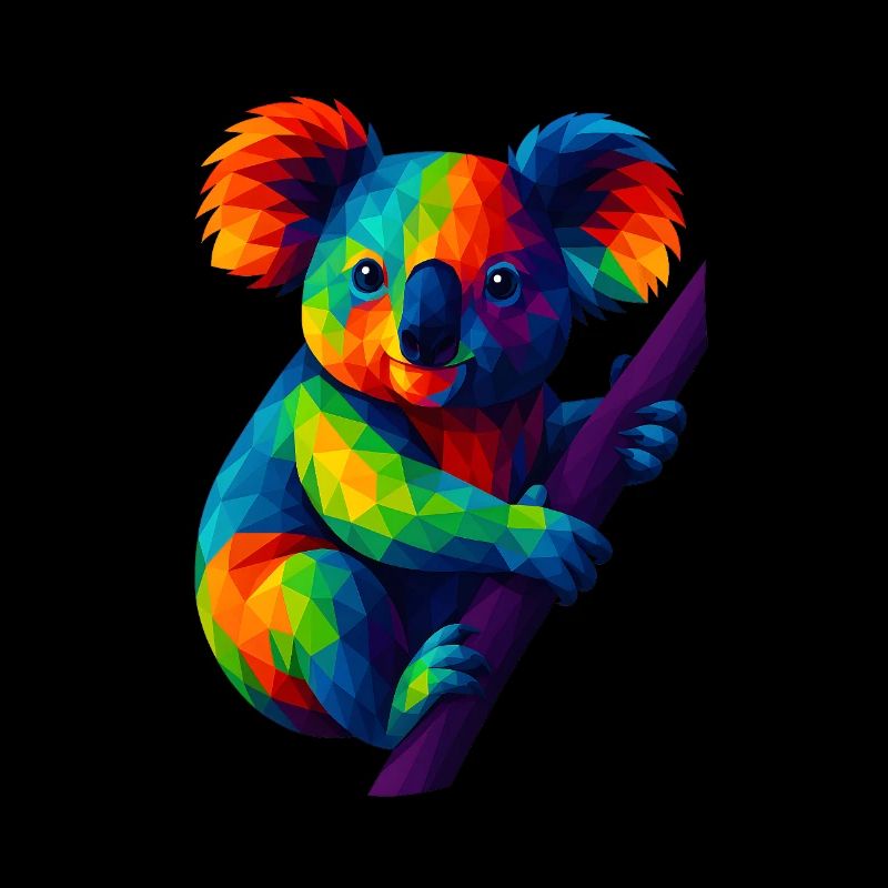 Animaux polygonaux de style WPAP - Koala Ours suspendu à la branche