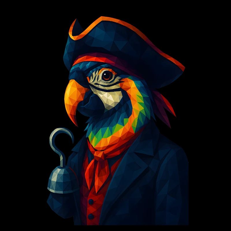 WPAP Style - Perroquet Pirate avec chapeau de pirate