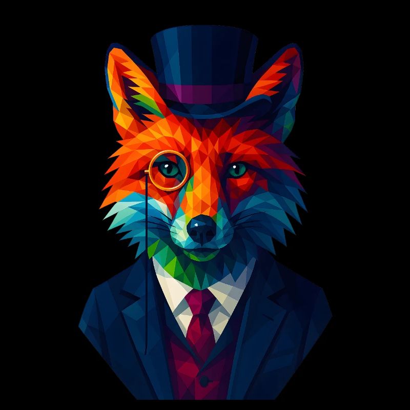 WPAP Style Animals - Renard Élégant Costume Monocle