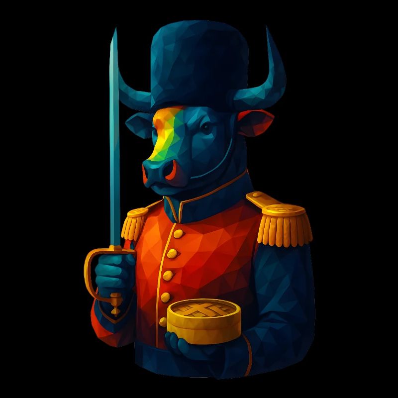 Animaux de style WPAP - Taureau en uniforme avec sabre
