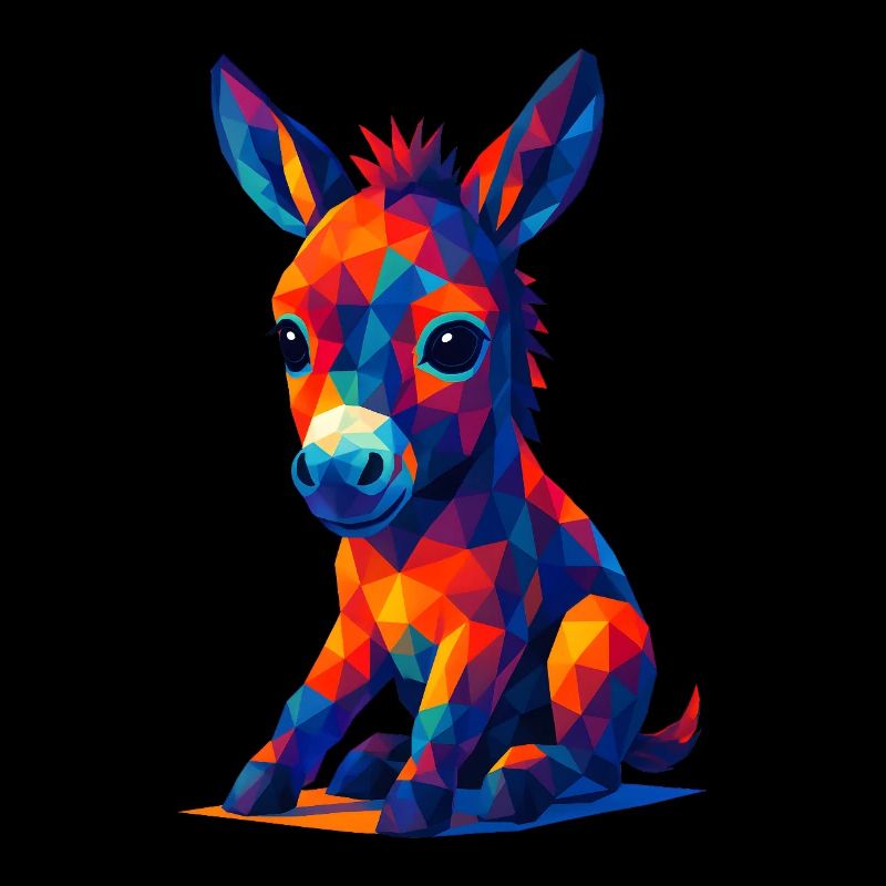 WPAP Polygon Kawaii Style Bébé âne âne âne