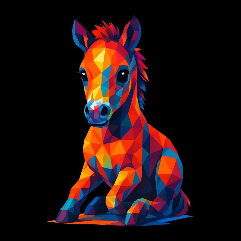 WPAP Polygon Kawaii Stil Tiere Baby Pferd Fohlen
