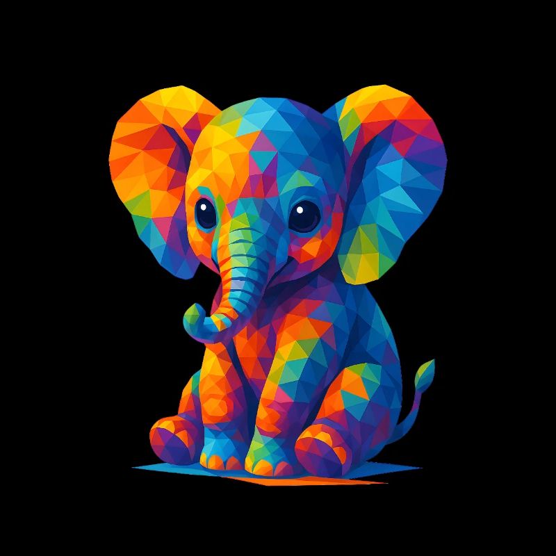 WPAP Polygon Kawaii Style Bébé Éléphant