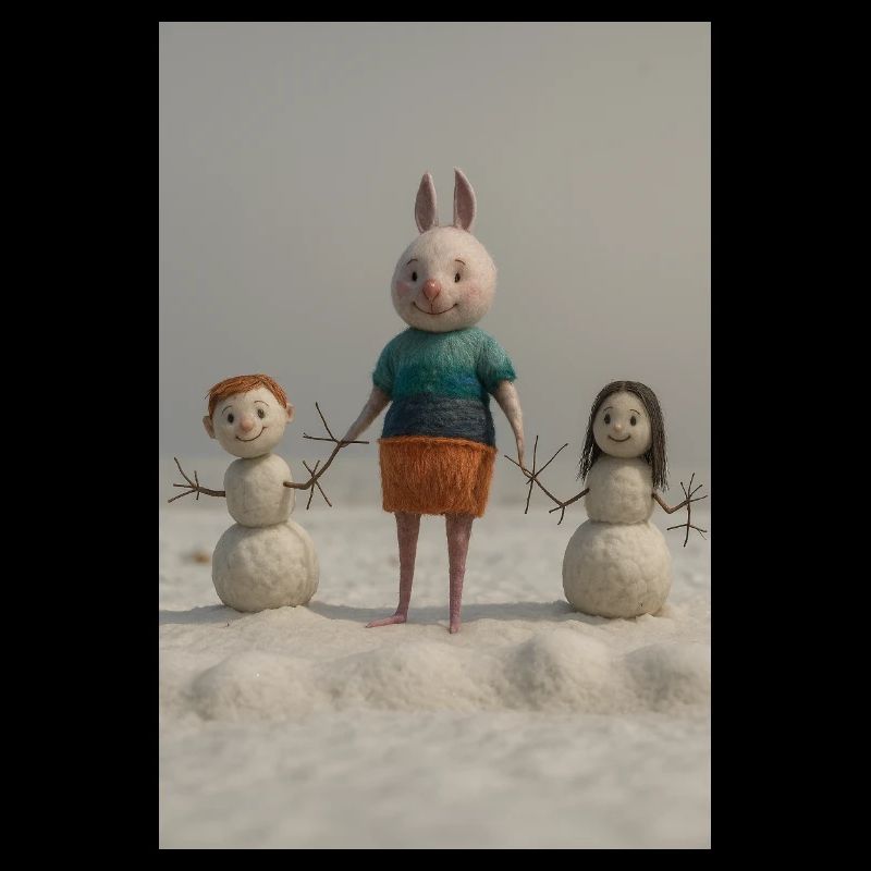 Funny Easter Bunny Family Felt Art