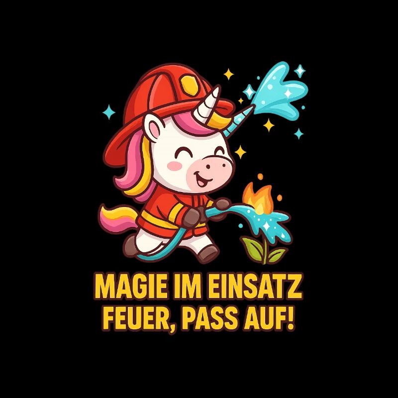 Magie im Einsatz Feuer Löschen Einhorn