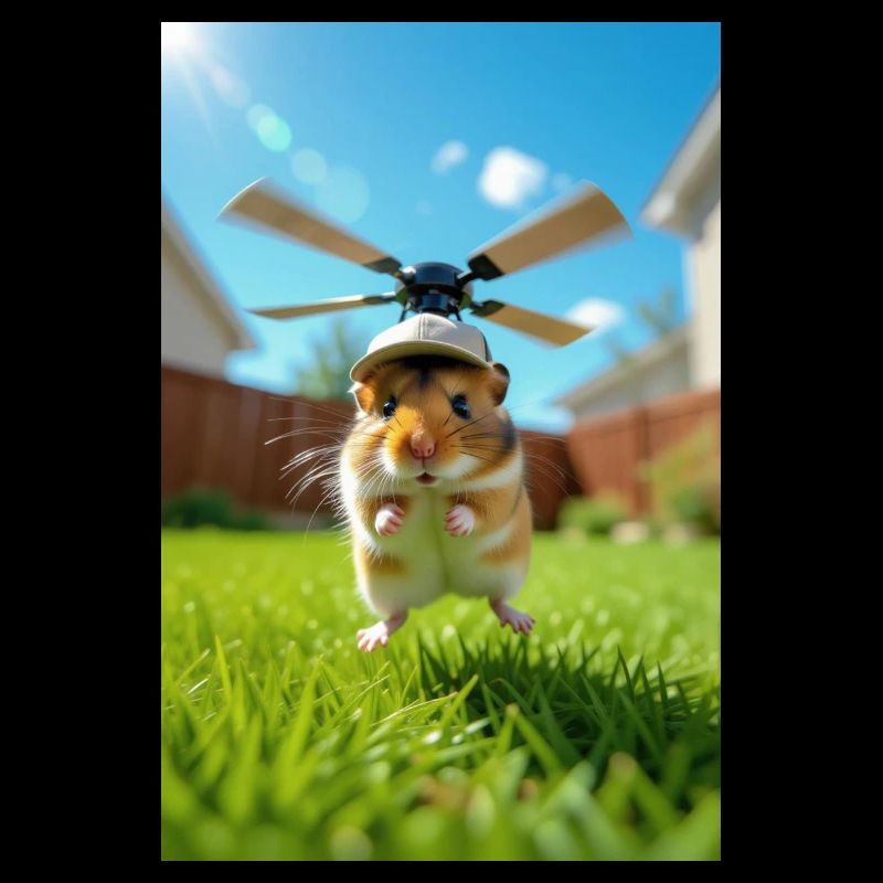 Hamster pilot in a helicopter