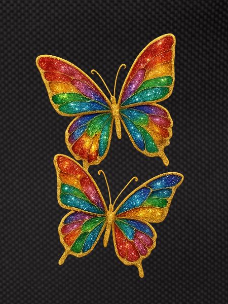 Rainbow Glitter Wings Motif