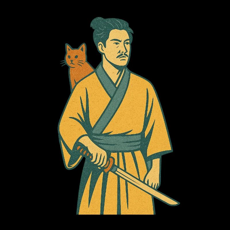 Samouraï avec chat