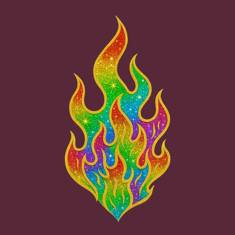 Rainbow Fire Glitter Flame