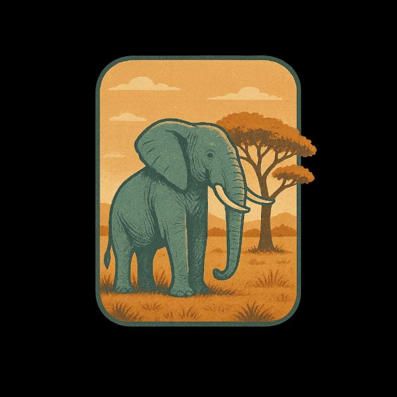 Savanna Elefant Vintage Panel