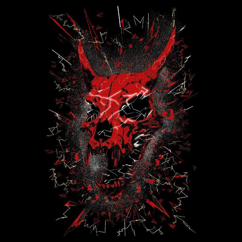 Neon Shattered Demon Skull