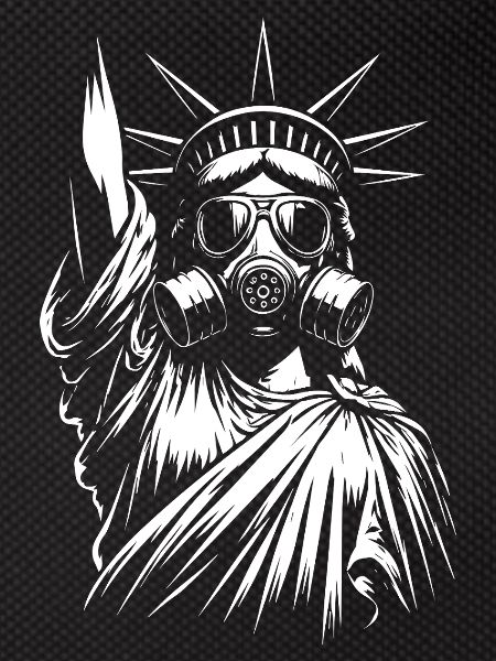 Freiheitsstatue mit Gasmasken-Design