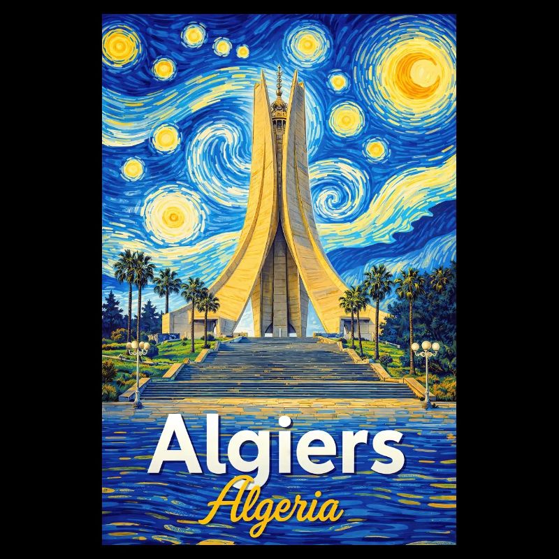 Algiers Monument Starry Night Stil