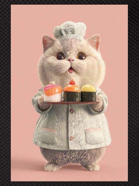Pastel Sushi Chef Cat