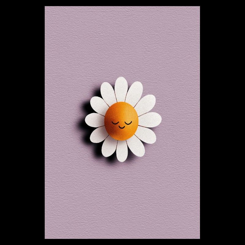Cheerful Daisy Sun on Lilac Background