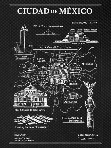 Mexico City Skyline Map