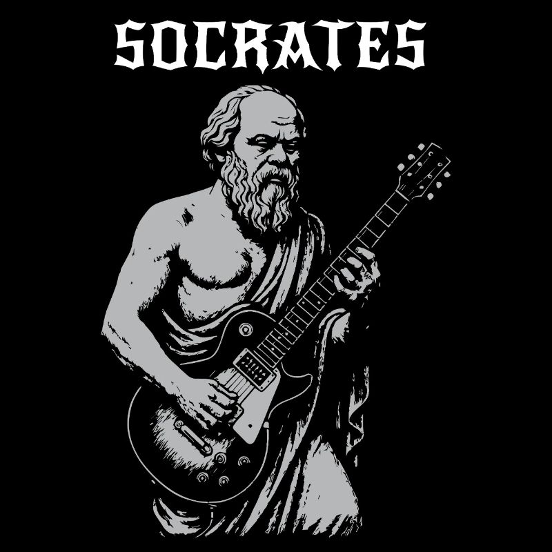 Socrate jouant de la guitare rock