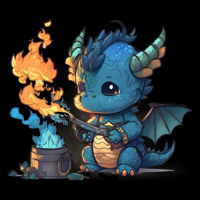 Blue Baby Dragon joue avec le feu et la glace!