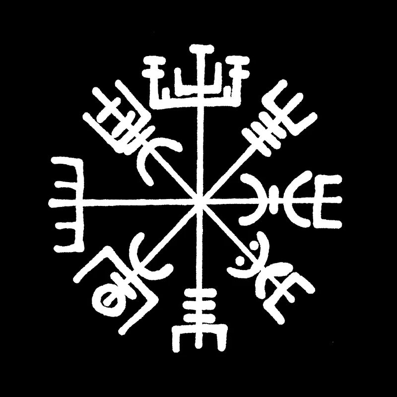 Vegvisir Rune Compass Futhark Viking white