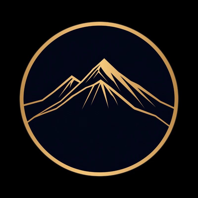 Hiker, Mountain Walk, Round Logo