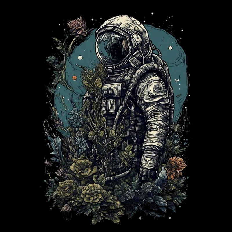 Astronaut overgrown with plants - Surreal