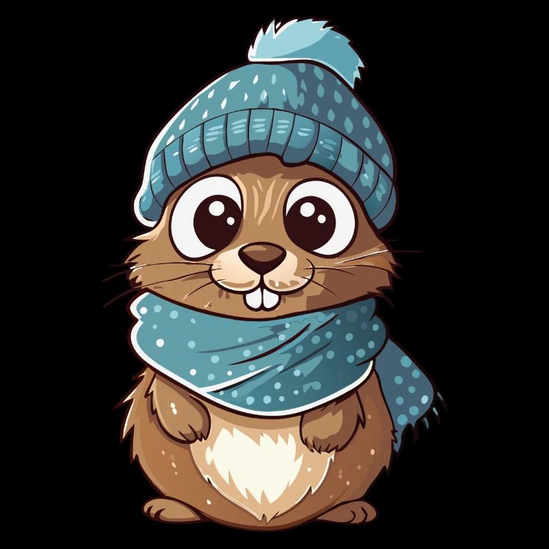Mignon gopher avec écharpe et chapeau à pompon.