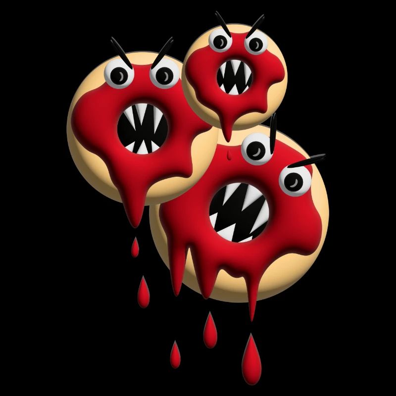 Drei Halloween Donuts sehr bissig.