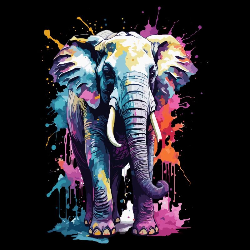 Elephant Cool Color Explosion on the Savannah