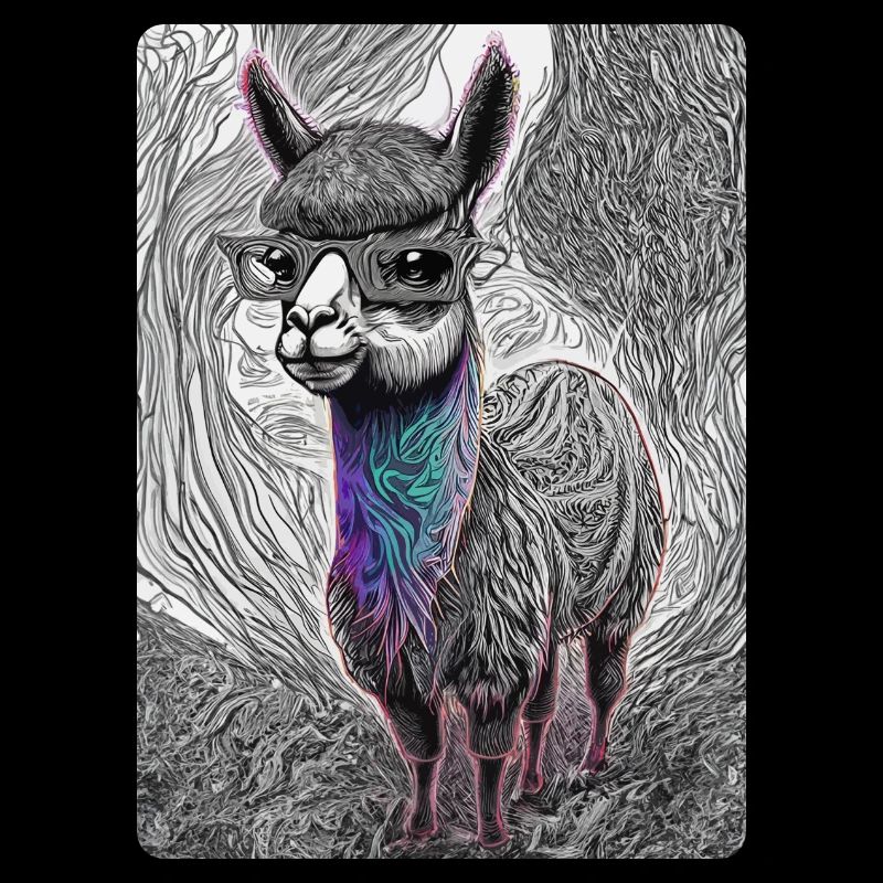 Black and White Llama with Glasses