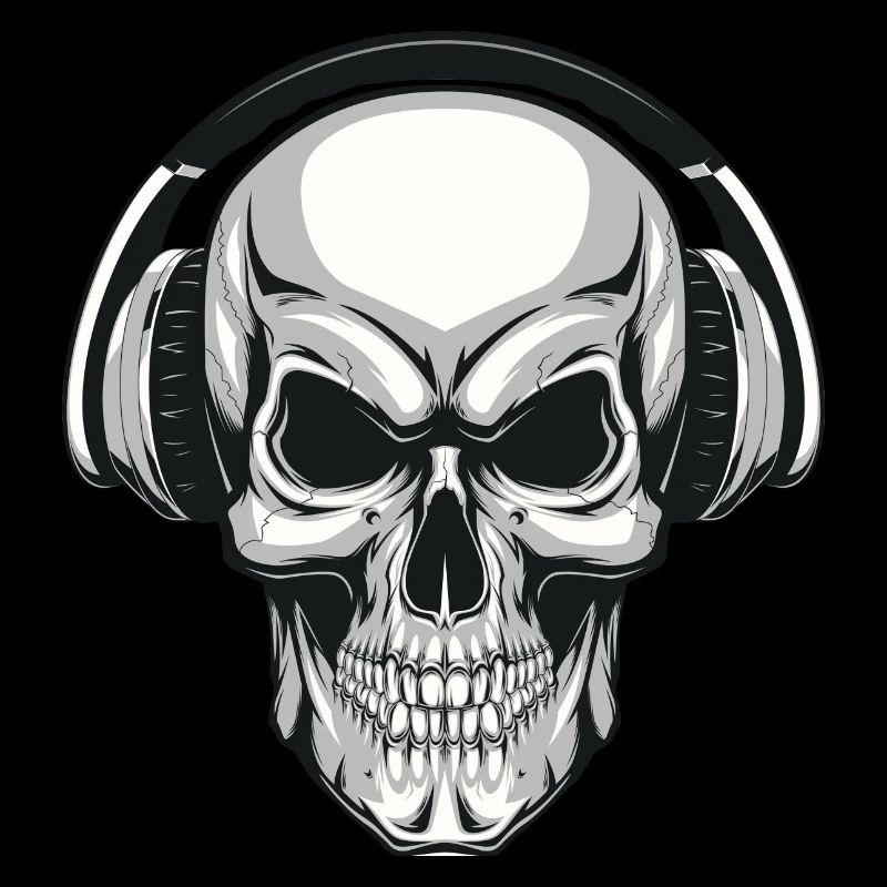 Totenkopf mit Kopfhörer