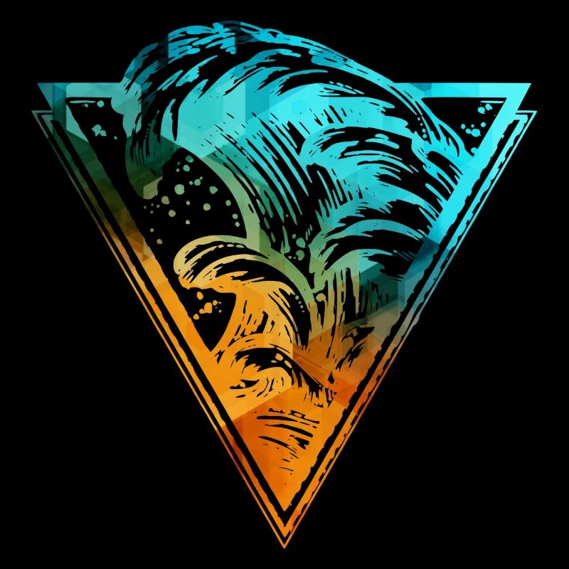 colored breaking surf wave