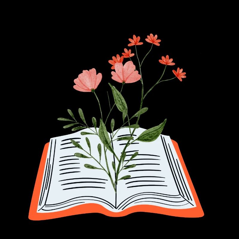 Blumen wachsen aus dem Buch